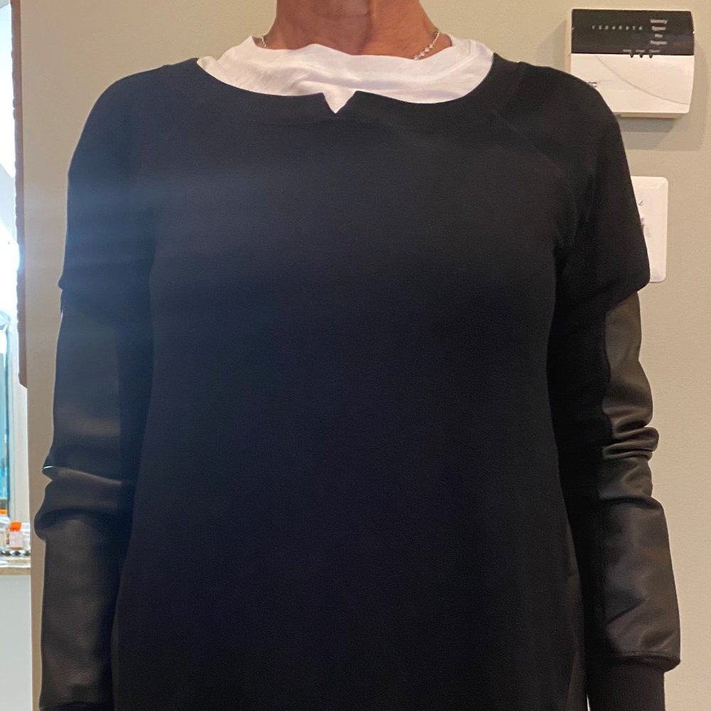 Michael Stars Rayon Leather Trimmed Sweater